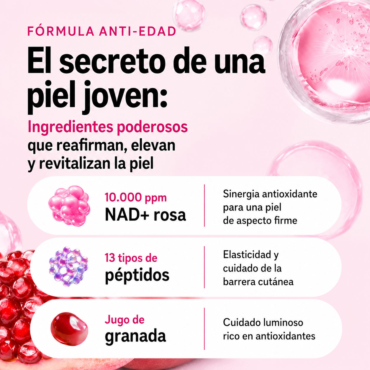 Liquid Sérum NAD⁺ + 14 Péptidos Antiarrugas y Reafirmantes